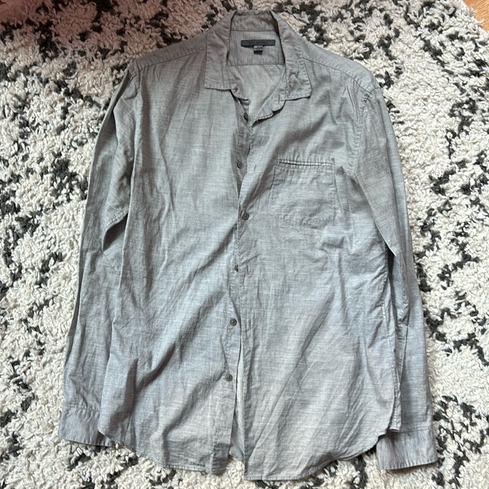 John Varvatos light grey button down shirt